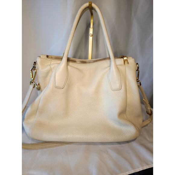 Prada Vitello Daino Tote White Cream Leather with Crossbody Strap Work Bag - Picture 6 of 16